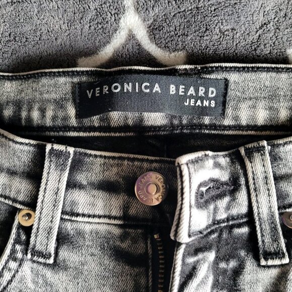 Veronica Beard Brooke Mid Rise Skinny Jeans Size 28 Black Acid Wash Stretchy Euc - Picture 3 of 10
